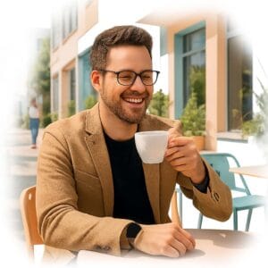 قهوه کلمبیا عربیکا با رست مدیوم 5 درحال نوشیدن قهوه کلمبیا از برند کافیستا