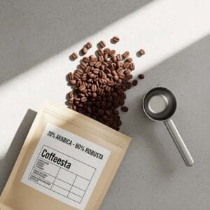 قهوه 20/80 میکس (20% عربیکا 80% روبوستا) 4 دانه قهوه 20/80 فروشگاه کافیستا